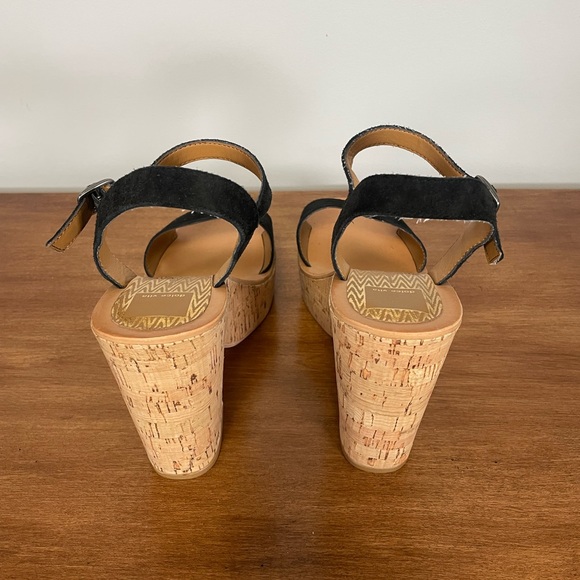 Dolce Vita Black Suede Wedge Sandals - Picture 4 of 8